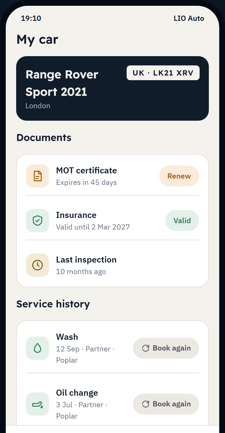 The car file: documents, expiry dates and service history